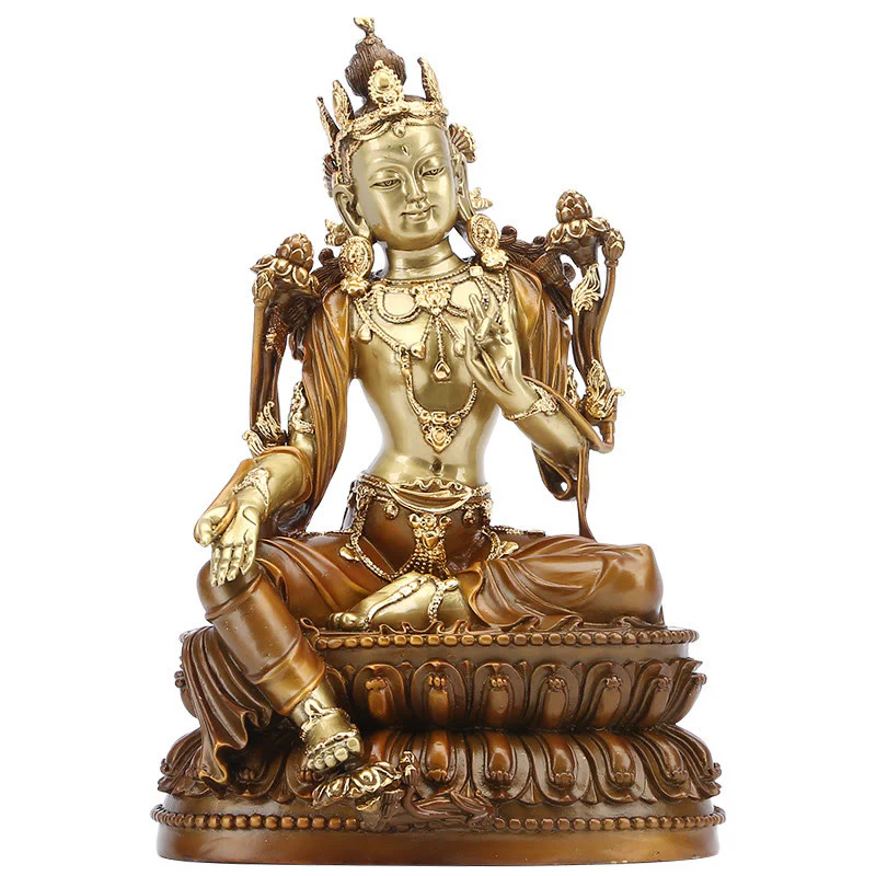 Buddha Stones Bodhisattva Tara Verde Figurina Protezione Ottone Rame Statua Casa Offerta Decorazione - Image 13