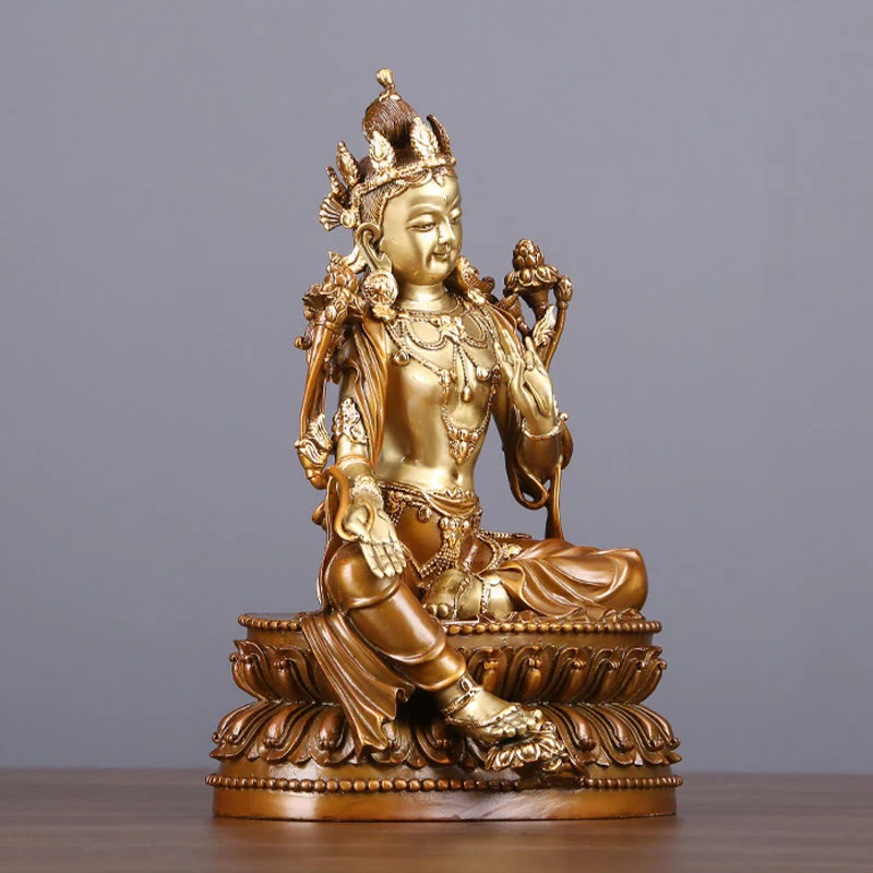 Buddha Stones Bodhisattva Tara Verde Figurina Protezione Ottone Rame Statua Casa Offerta Decorazione - Image 2