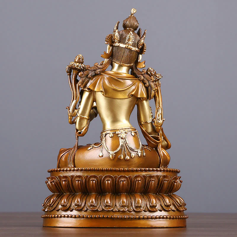 Buddha Stones Bodhisattva Tara Verde Figurina Protezione Ottone Rame Statua Casa Offerta Decorazione - Image 3