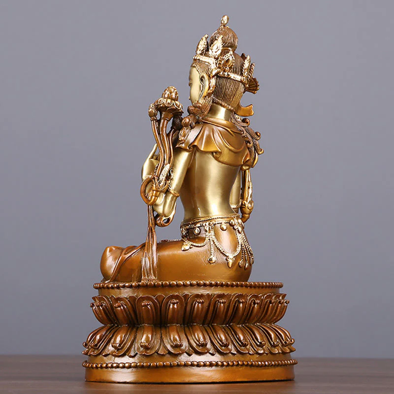Buddha Stones Bodhisattva Tara Verde Figurina Protezione Ottone Rame Statua Casa Offerta Decorazione - Image 4