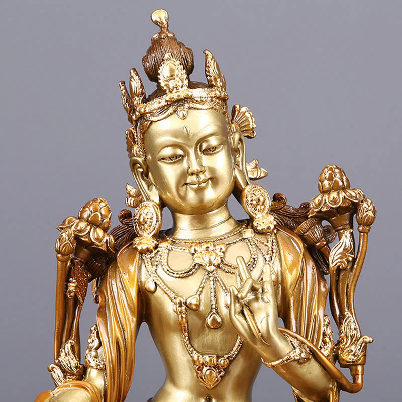 Buddha Stones Bodhisattva Tara Verde Figurina Protezione Ottone Rame Statua Casa Offerta Decorazione - Image 7