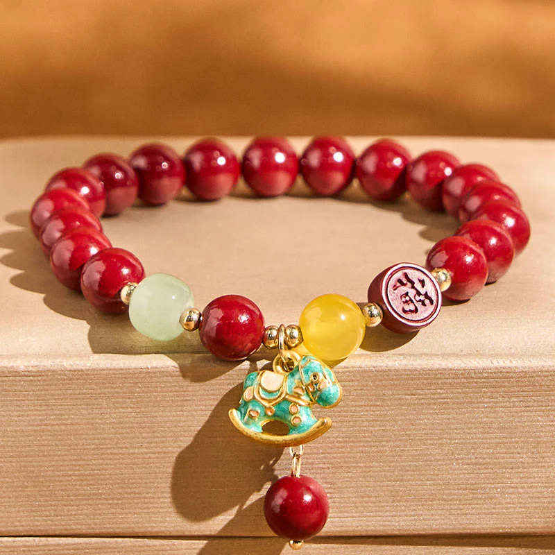 Buddha Stones Bracciale Calma e Fiducia in Agata Rossa Naturale Anno del Cavallo - Image 2