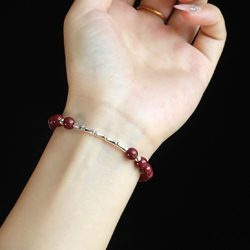 Buddha Stones Bracciale Cinnabar in argento sterling 925 per la calma e la concentrazione - Image 7