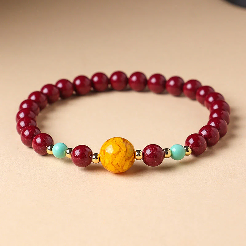 Bracciale Buddha Stones Cinnabar Turquoise Keep Away Evil Spirits
