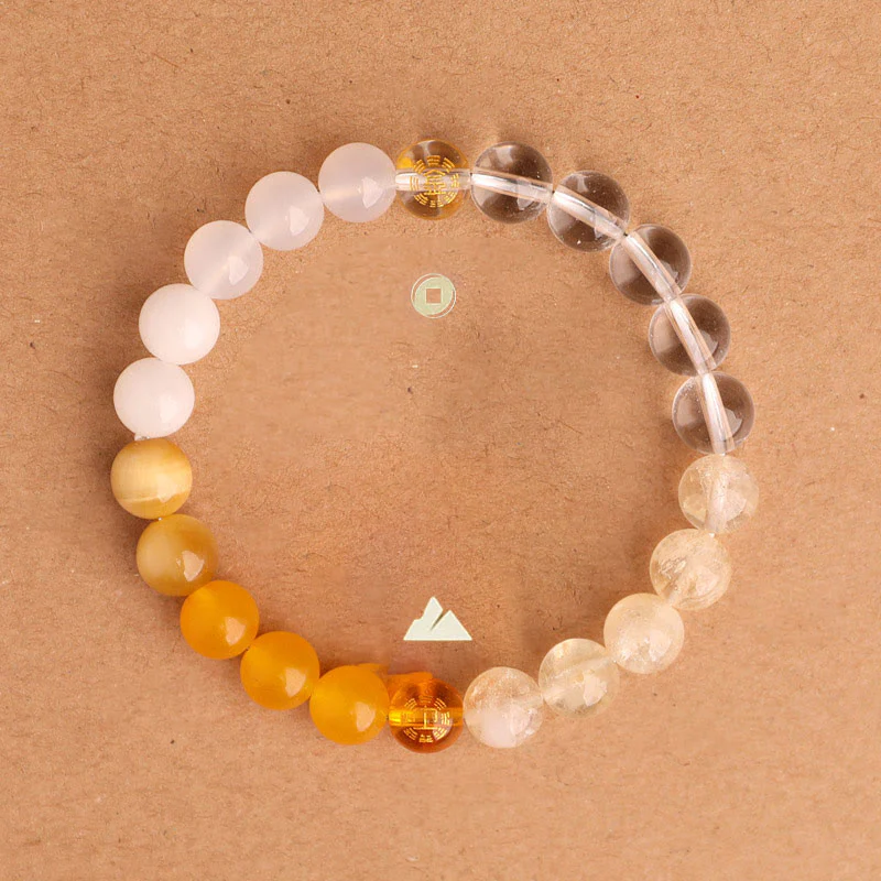 Buddha Stones Bracciale della saggezza con cinque elementi, vari cristalli di agata, onice nero, calcedonio verde, acquamarina - Image 31