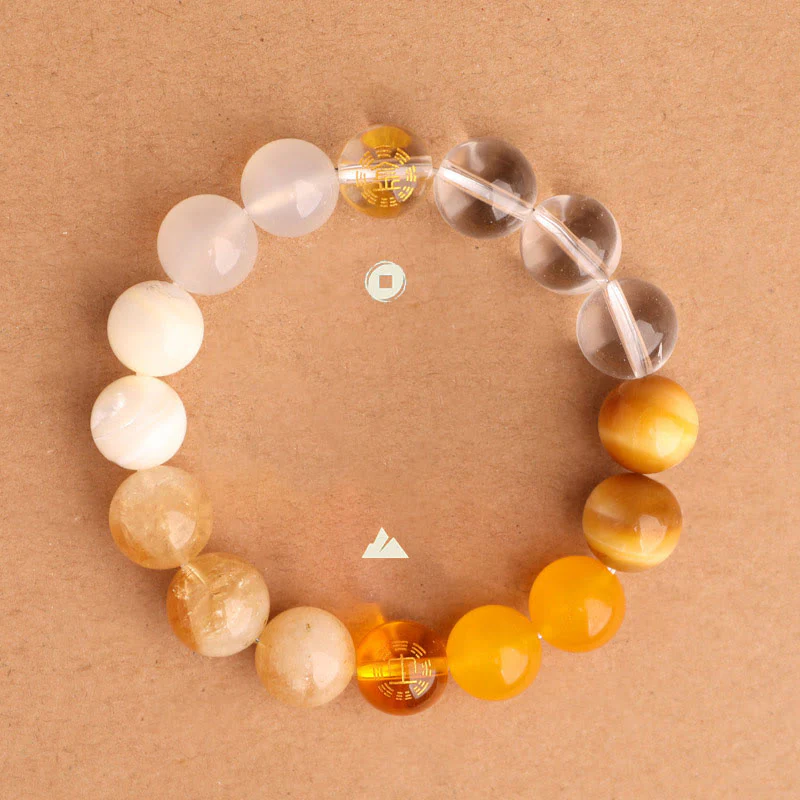 Buddha Stones Bracciale della saggezza con cinque elementi, vari cristalli di agata, onice nero, calcedonio verde, acquamarina - Image 35