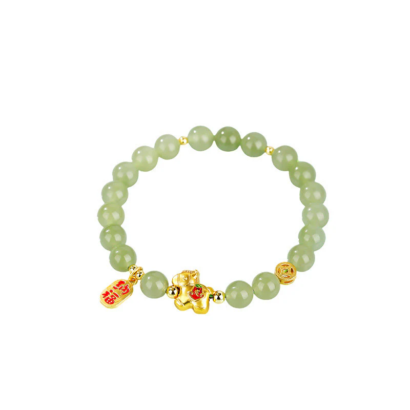 Buddha Stones Bracciale dell'abbondanza in giada di Hetian dell'anno del cavallo - Image 9