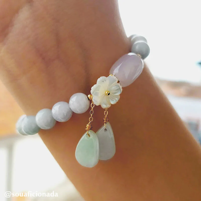 Buddha Stones Bracciale portafortuna in giada bianca naturale - Image 8