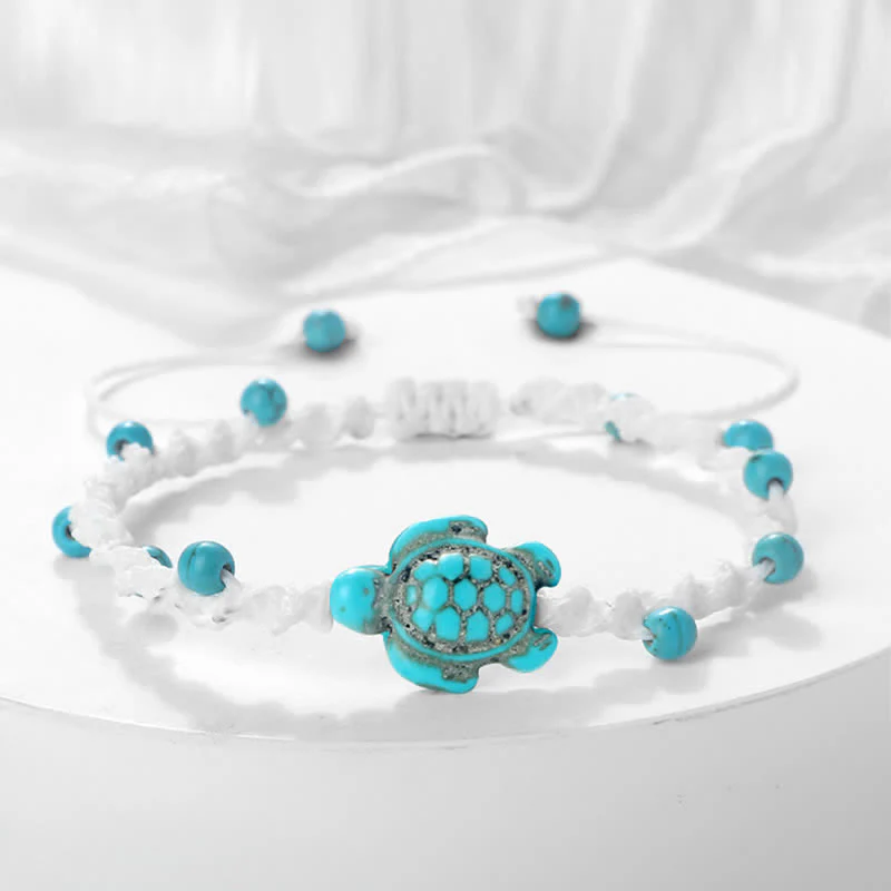 Buddha Stones Bracciale protettivo in corda intrecciata con design a tartaruga turchese - Image 15