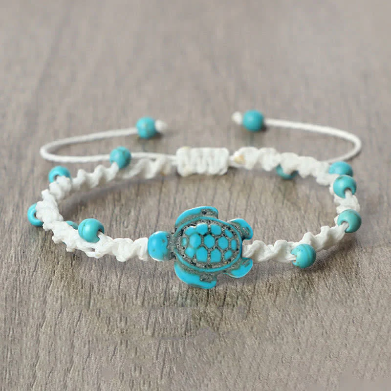 Buddha Stones Bracciale protettivo in corda intrecciata con design a tartaruga turchese - Image 16