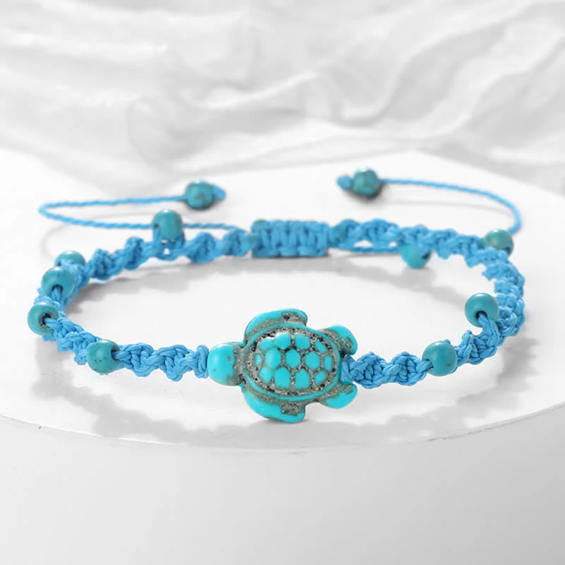 Buddha Stones Bracciale protettivo in corda intrecciata con design a tartaruga turchese - Image 17