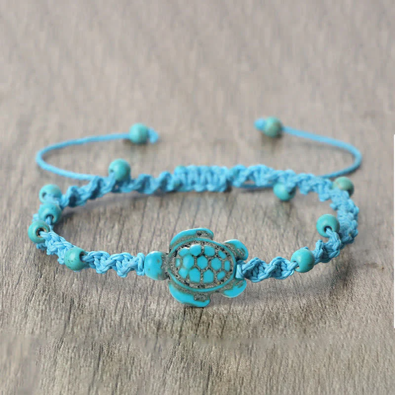 Buddha Stones Bracciale protettivo in corda intrecciata con design a tartaruga turchese - Image 18