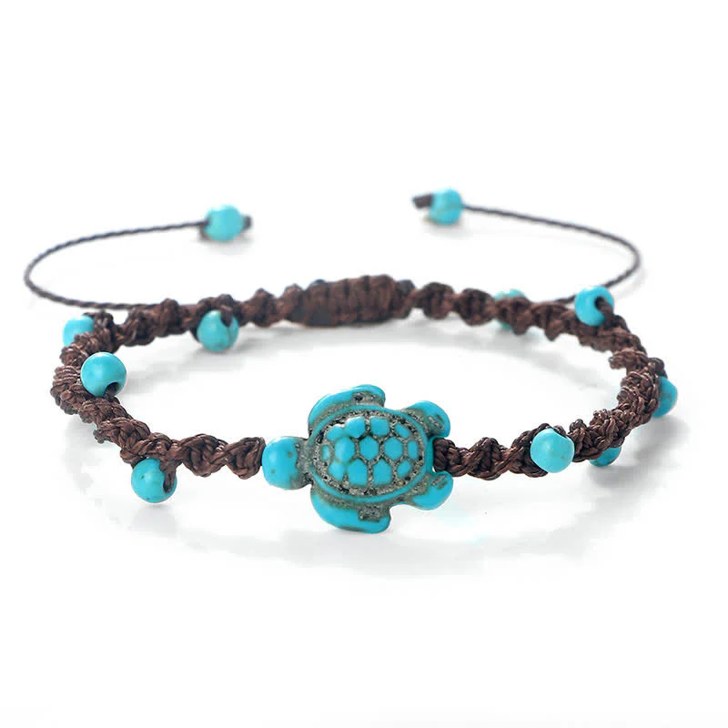 Buddha Stones Bracciale protettivo in corda intrecciata con design a tartaruga turchese - Image 19