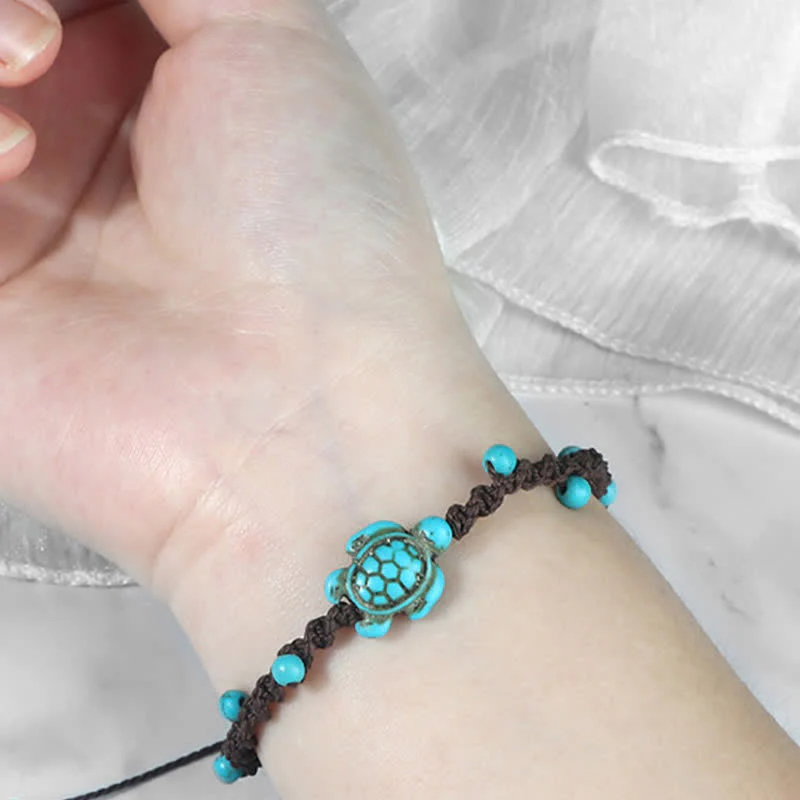 Buddha Stones Bracciale protettivo in corda intrecciata con design a tartaruga turchese - Image 20
