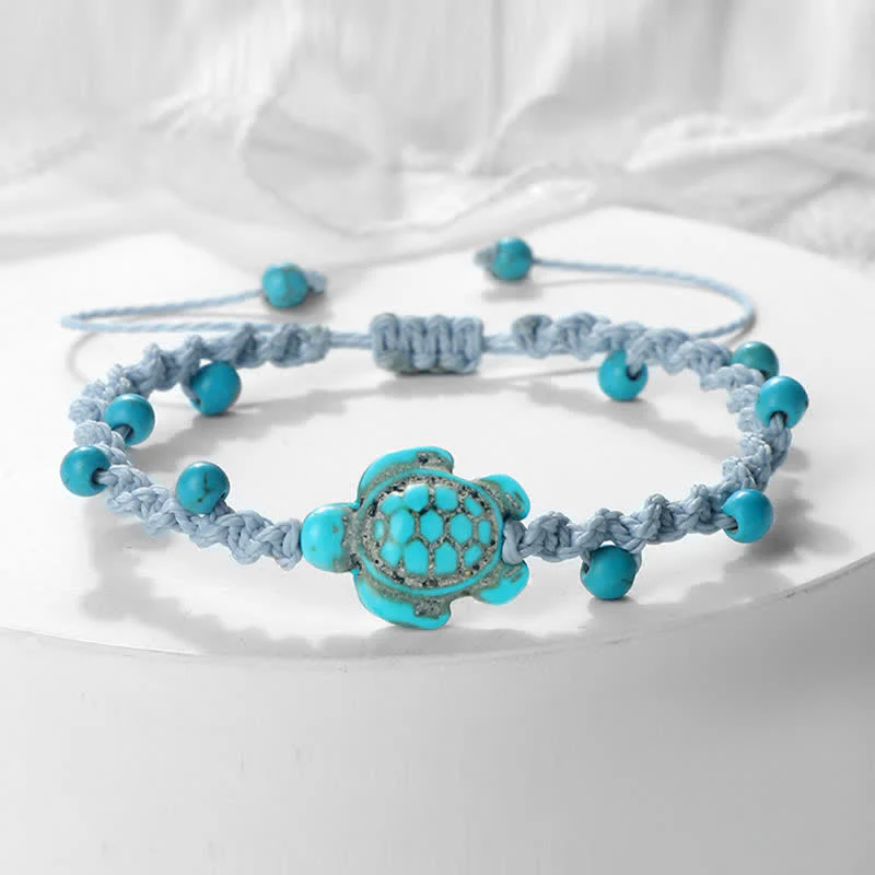 Buddha Stones Bracciale protettivo in corda intrecciata con design a tartaruga turchese - Image 21
