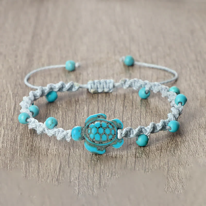 Buddha Stones Bracciale protettivo in corda intrecciata con design a tartaruga turchese - Image 22
