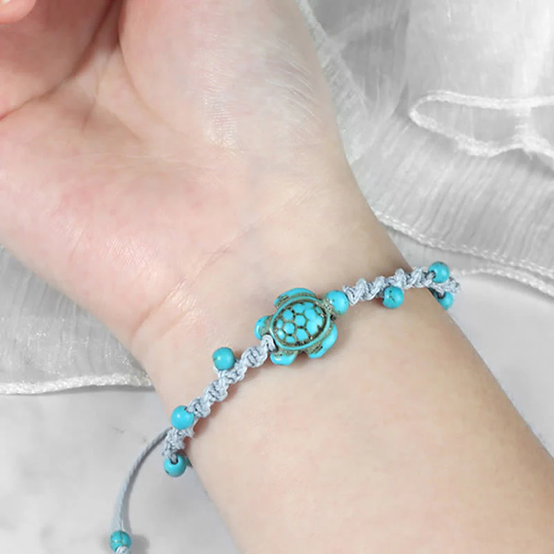 Buddha Stones Bracciale protettivo in corda intrecciata con design a tartaruga turchese - Image 24
