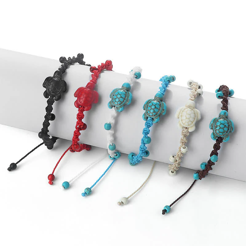 Buddha Stones Bracciale protettivo in corda intrecciata con design a tartaruga turchese - Image 27