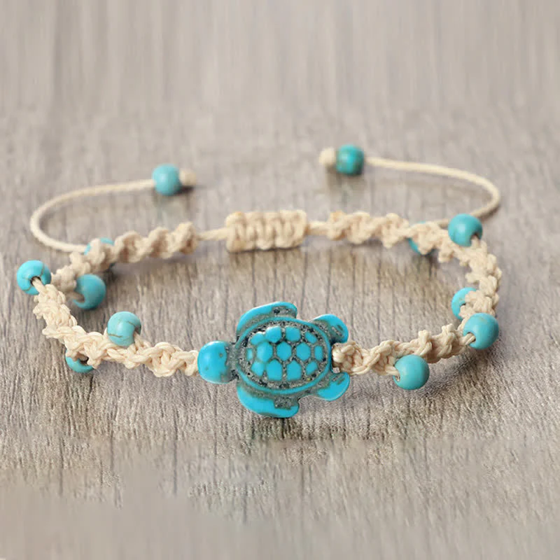 Buddha Stones Bracciale protettivo in corda intrecciata con design a tartaruga turchese - Image 4