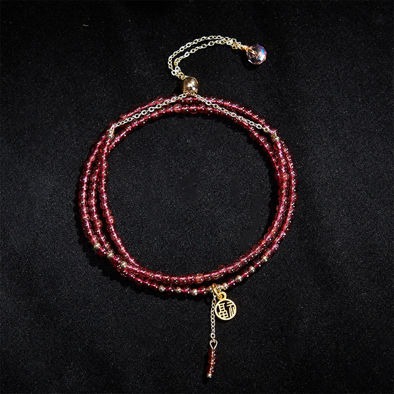 Buddha Stones Bracciale purificante a triplo giro con stelle di granato naturale da 4 mm - Image 3