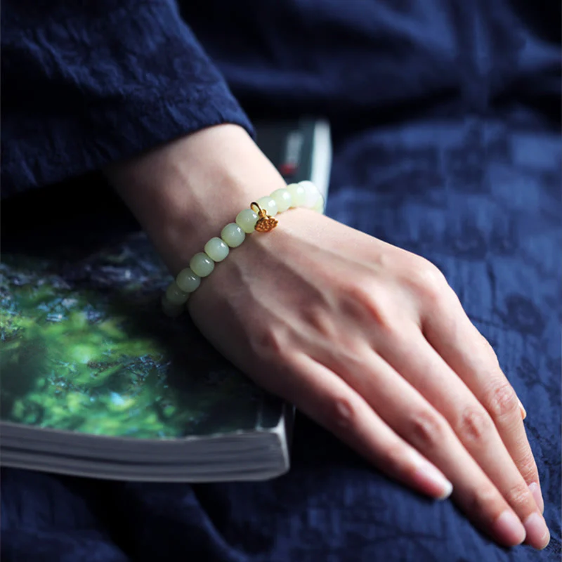 Buddha Stones Bracciale regolabile Jade Lotus Abundance - Image 7