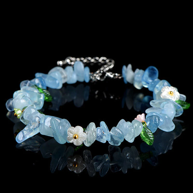 Buddha Stones Bracciale Serenity con Acquamarina Naturale, Peridoto, Quarzo Fragola e Vari Cristalli