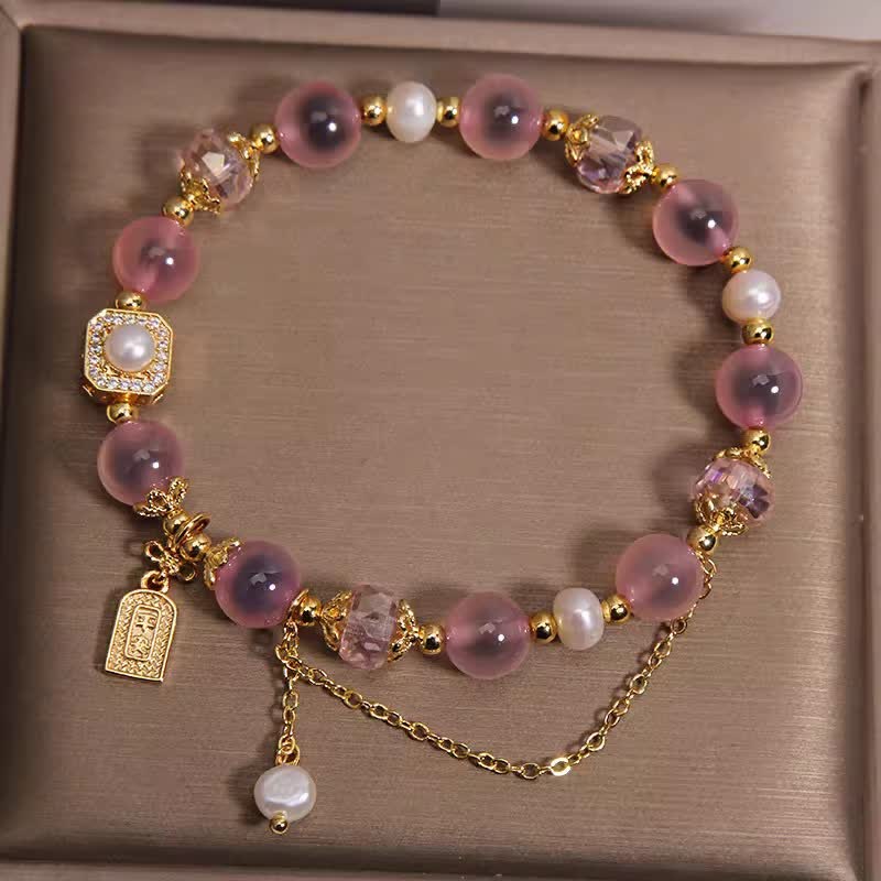 Buddha Stones Bracciale terapeutico in agata rosa naturale con perle - Image 3