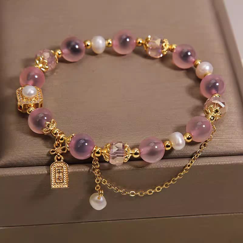 Buddha Stones Bracciale terapeutico in agata rosa naturale con perle - Image 4