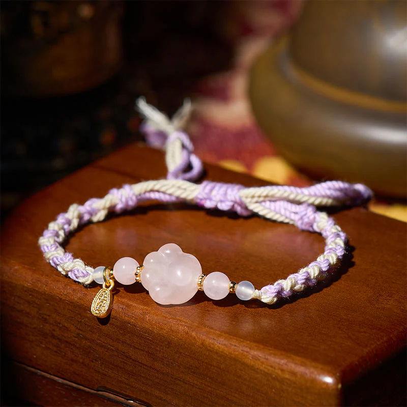 Buddha Stones Braccialetto con cristalli rosa e amore per gatti - Image 3