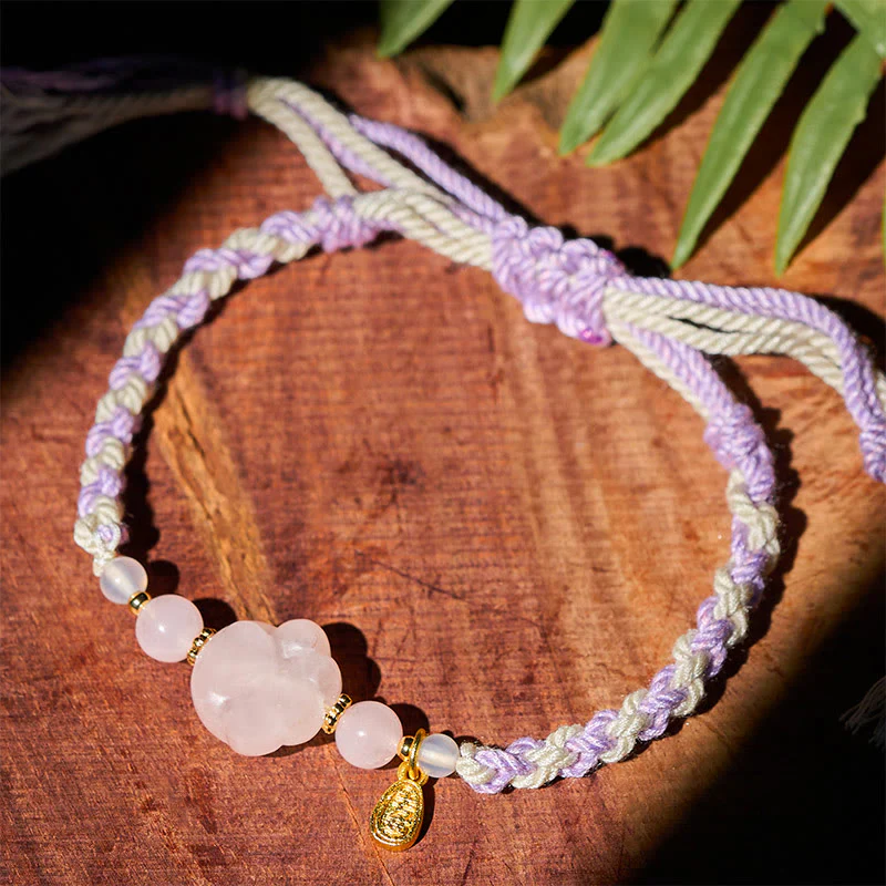 Buddha Stones Braccialetto con cristalli rosa e amore per gatti - Image 4