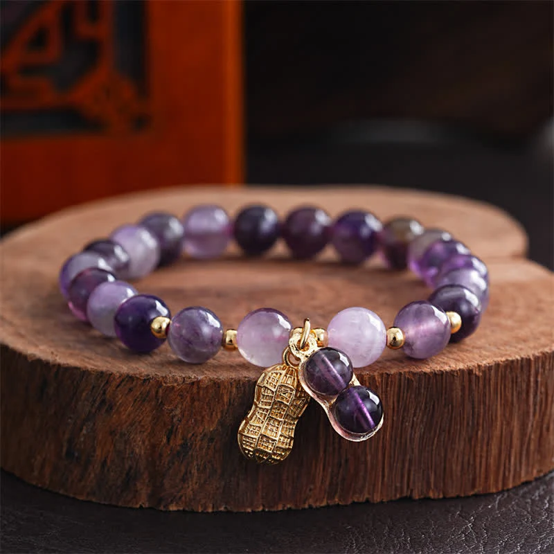 Buddha Stones Braccialetto curativo "Arachidi, cose belle" con ametista naturale