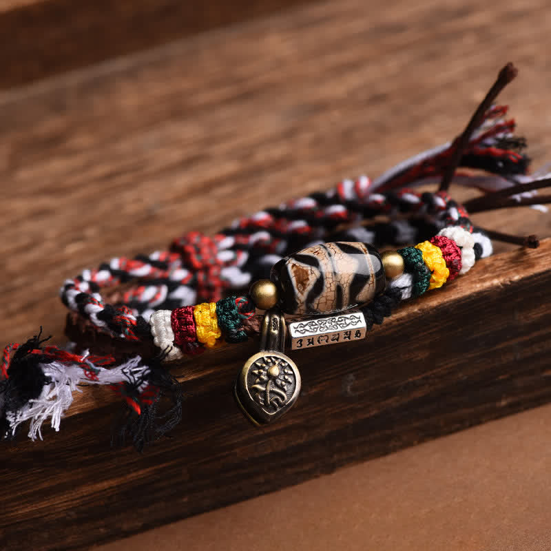 Buddha Stones Braccialetto della pace con corda intrecciata a doppio giro Dzi Beads Om Mani Padme Hum - Image 10