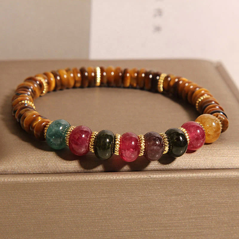 Buddha Stones Braccialetto di forza con tormalina naturale occhio di tigre