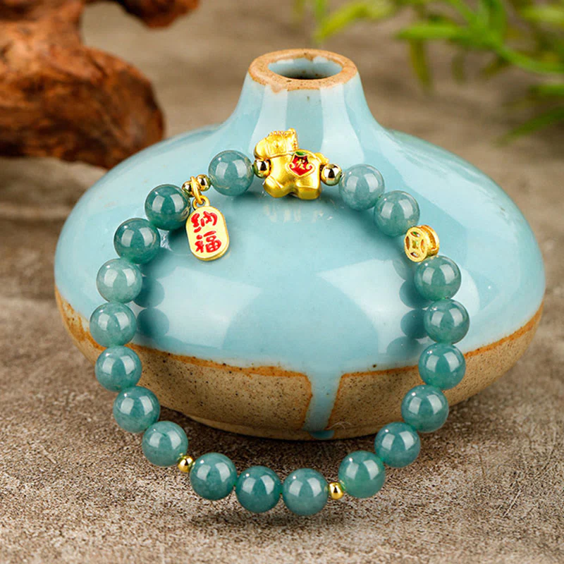 Buddha Stones Braccialetto di giada dell'anno del cavallo, prosperità e abbondanza - Image 3