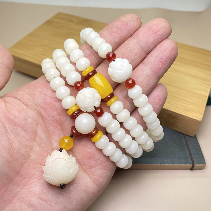 Buddha Stones Braccialetto di protezione con 108 perle di semi di loto Bodhi Mala - Image 3