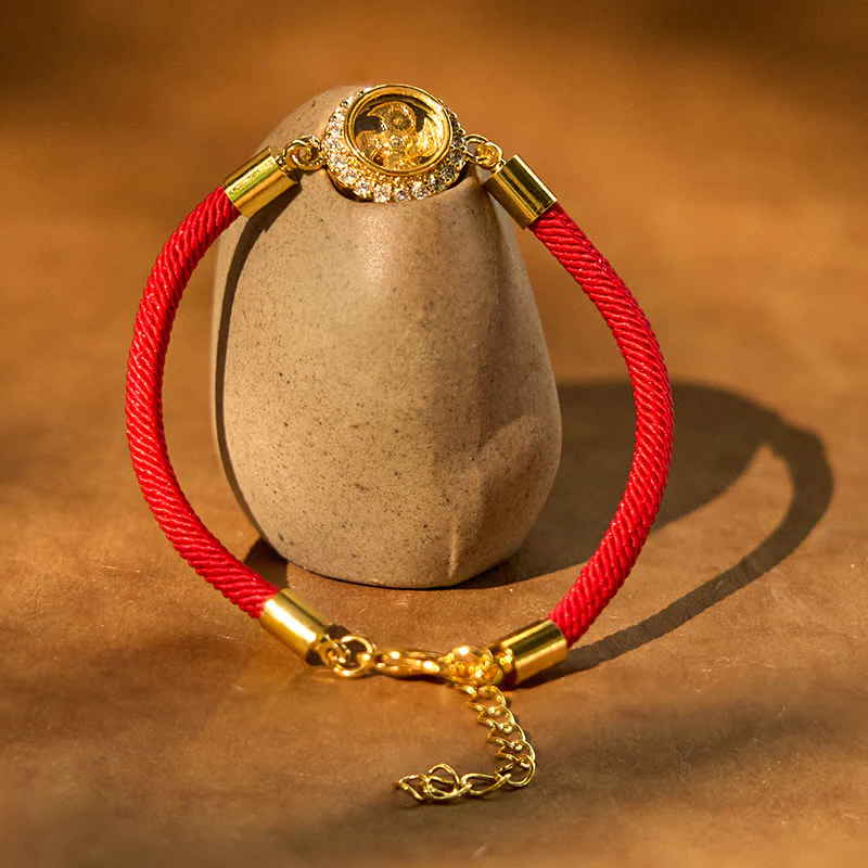 Buddha Stones Braccialetto intrecciato in rame rosso e ottone con mulinello girevole Feng Sheng Shui Qi Protection - Image 2