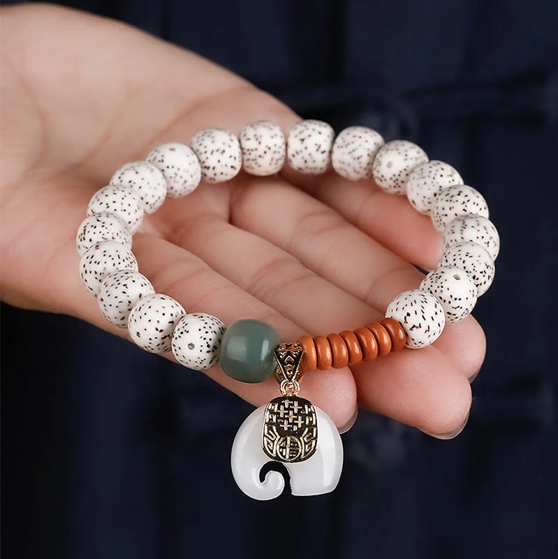 Buddha Stones Braccialetto per la pace interiore con motivo a elefante, stella e luna, lucidato a mano - Image 9