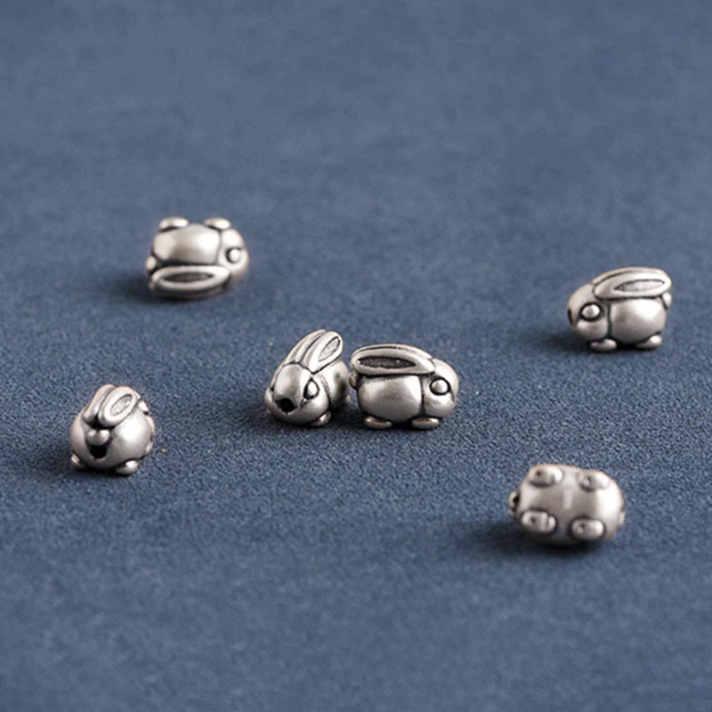 Buddha Stones Braccialetto portafortuna in corda di coniglio in argento sterling 999 fatto a mano - Image 27