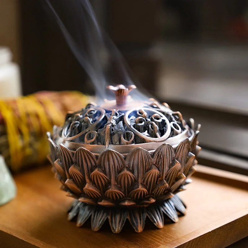 Buddha Stones Bruciatore di incenso purificante a forma di loto tibetano - Image 2