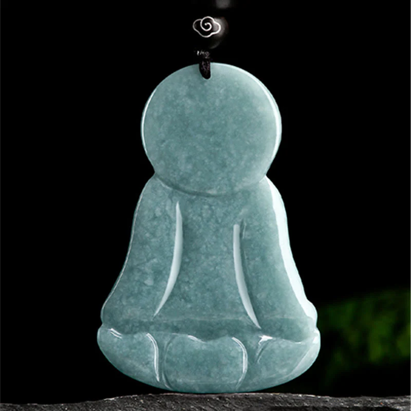Buddha Stones Buddha Amitabha Giada naturale Loto Amuleto Compassione Corda Collana Pendente - Image 6