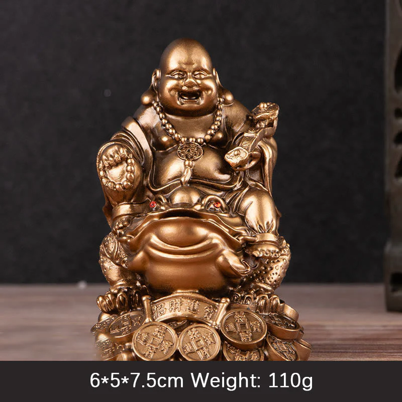 Buddha Stones Buddha che ride Feng Shui Rana Rospo Monete di rame Attraggono la ricchezza Statua in resina Decorazione per la casa - Image 11
