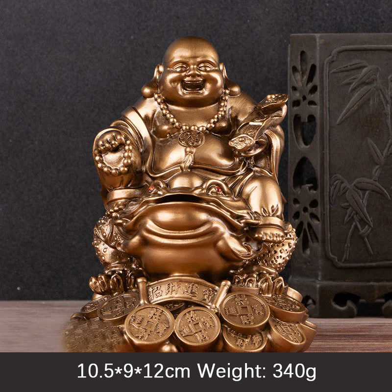 Buddha Stones Buddha che ride Feng Shui Rana Rospo Monete di rame Attraggono la ricchezza Statua in resina Decorazione per la casa - Image 14