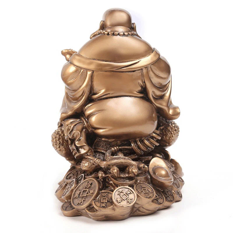 Buddha Stones Buddha che ride Feng Shui Rana Rospo Monete di rame Attraggono la ricchezza Statua in resina Decorazione per la casa - Image 16
