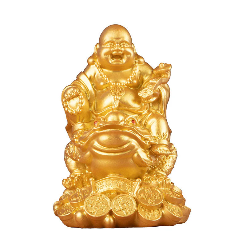 Buddha Stones Buddha che ride Feng Shui Rana Rospo Monete di rame Attraggono la ricchezza Statua in resina Decorazione per la casa - Image 9