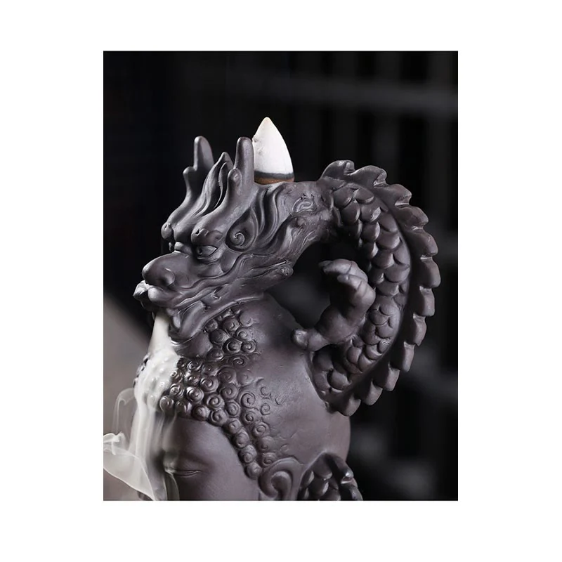 Buddha Stones Buddha Drago Nuvole di buon auspicio Argilla viola Bruciatore di incenso curativo Decorazione - Image 12