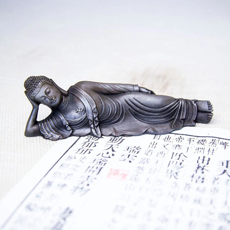 Buddha Stones Buddha Sdraiato Shakyamuni Ferro Polvere Ruggine Statua Resina Decorazione Casa - Image 18