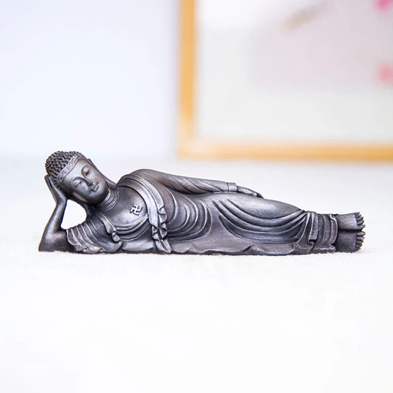 Buddha Stones Buddha Sdraiato Shakyamuni Ferro Polvere Ruggine Statua Resina Decorazione Casa - Image 23
