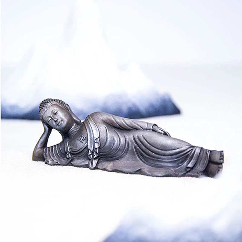 Buddha Stones Buddha Sdraiato Shakyamuni Ferro Polvere Ruggine Statua Resina Decorazione Casa - Image 26