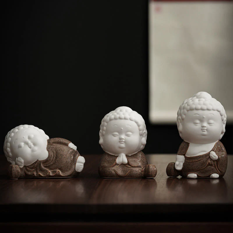 Buddha Stones Buddha seduto in piedi reclinato in ceramica bruciatore di incenso curativo decorazione da scrivania - Image 16