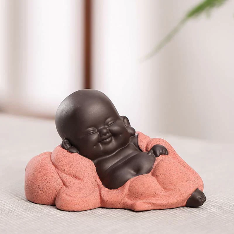 Buddha Stones Buddha sempre sorridente che ride Ricchezza Fortuna Argilla viola Statua di Maitreya Decorazione - Image 11